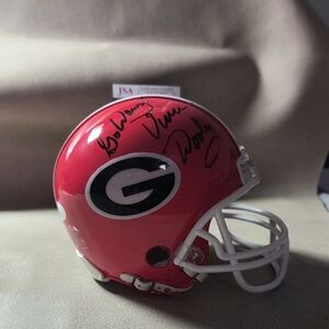 Georgia Bulldogs Red Football Helmet with Signature